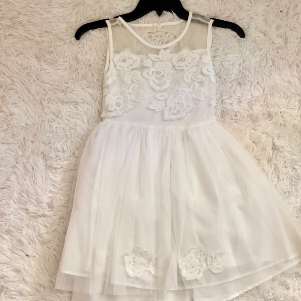 White Floral Dress with mesh detail